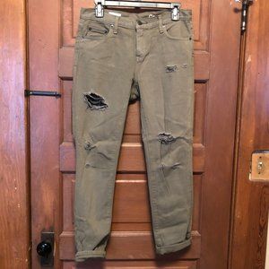 Gap Girlfriend Olive Denim Destroyed Jeans 27r